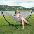 thumbnail image 2 of SUNCREAT Stand Alone Hammocks for Outside, 2 Person Self Standing Hammock, Light Gray, 2 of 8