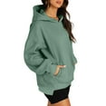 thumbnail image 2 of XPMWRP Women's Oversized Solid Color Hooded Sports Sweatshirt Long Sleeve Casual Trendy Pullover Tops Winter Warm Soft Loose Clothes with Pockets Green XXL, 2 of 7