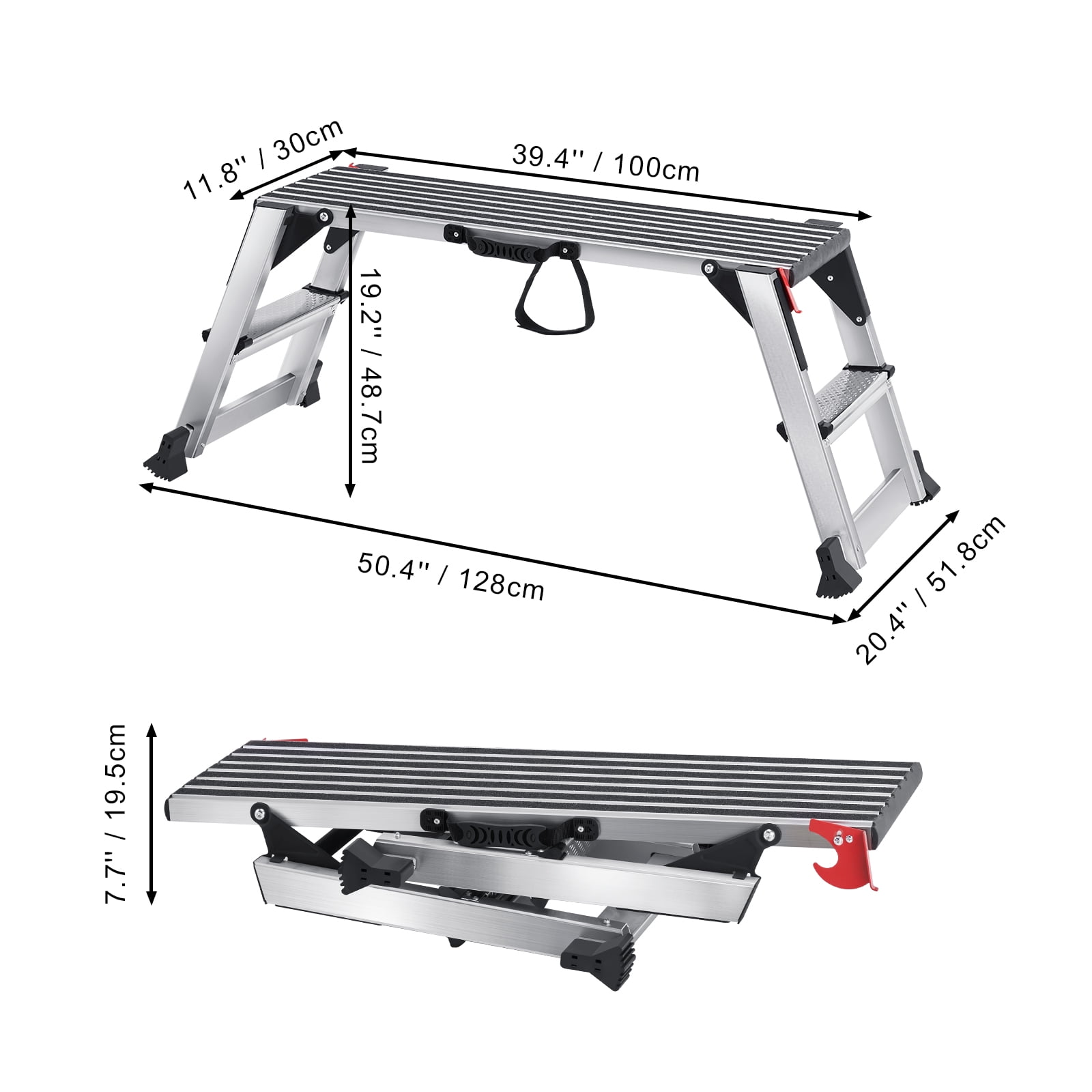 VEVOR Aluminum Folding Work Platform Drywall Ladder 660lbs Non-slip Bench