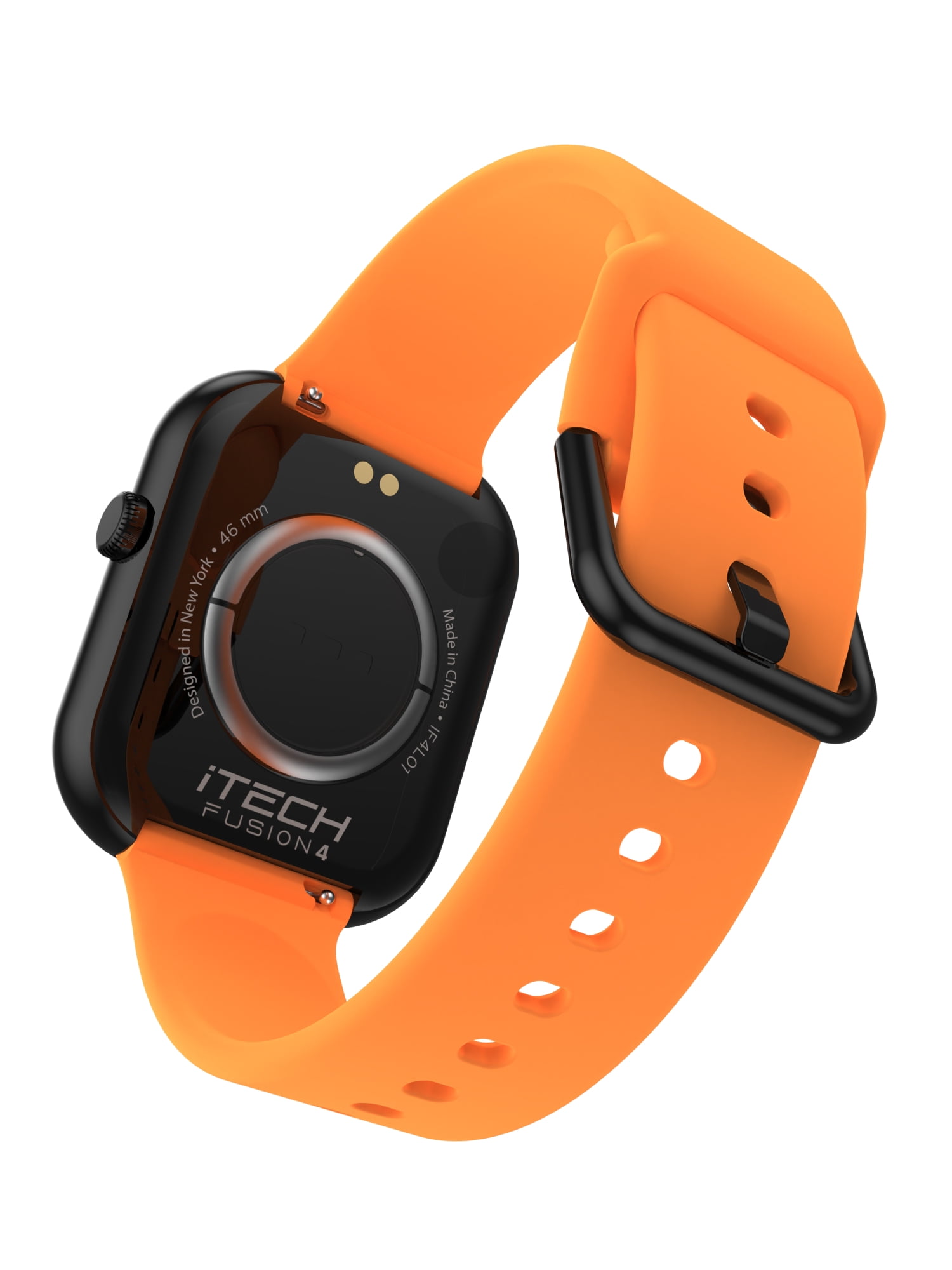 iTech Fusion 4 Unisex Adult Rectangular Smart Watch, Orange, Silicone Strap