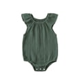 thumbnail image 2 of Baby Girls Boys Summer Romper Bodysuit Basic Plain Ruffle Sleeveless Comfy Rompers Newborn Onesie Green 24-36 Months, 2 of 7