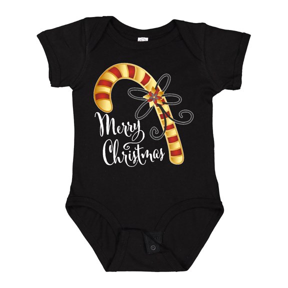 Inktastic Merry Christmas Red and Gold Candy Cane Boys or Girls Baby Bodysuit
