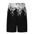 thumbnail image 4 of Men Shorts Plus Size Flame Graphic Printed Elastic Waist Comfy Loose Summer Beach Pants with Pocekt Gray 2XL, 4 of 6
