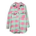 thumbnail image 5 of Mingw Womens Plaid Shacket Jacket Flannel Knitting Cotton Winter Clothing Woolen Coats,S, 5 of 5