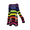 thumbnail image 6 of Franhais Women Hollow Out Shirt, Long Sleeve Round Neck Striped Cutout Knitting Casual Party Fall Spring Tops, 6 of 9