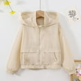 thumbnail image 4 of Gelikeya Kids Jackets Girls Toddler Rain Jacket Lightweight Long Sleeve Girls Fashion Denim Jacket Cardigan Washed Hole Casual Wear Kids Clothes Boys (Beige, 6-7 Years), 4 of 4