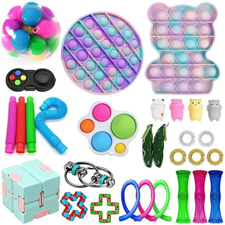Puloru 30Pcs Sensory Toys Set, Stress Relief Finger Training Dimple Games Kit