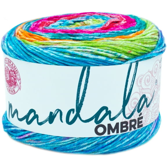 Lion Brand Yarn Mandala Ombre Happy Cake Medium Acrylic Multi-color Yarn
