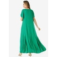 thumbnail image 2 of Roaman's Women's Plus Size Flutter Sleeve Hand Crinkled Maxi Dress – Curvy A-Line, 2 of 4