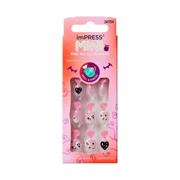 KISS imPRESS Mini Halloween Press On Nails for Kids, ‘Amazed’, 20 Fake Nails