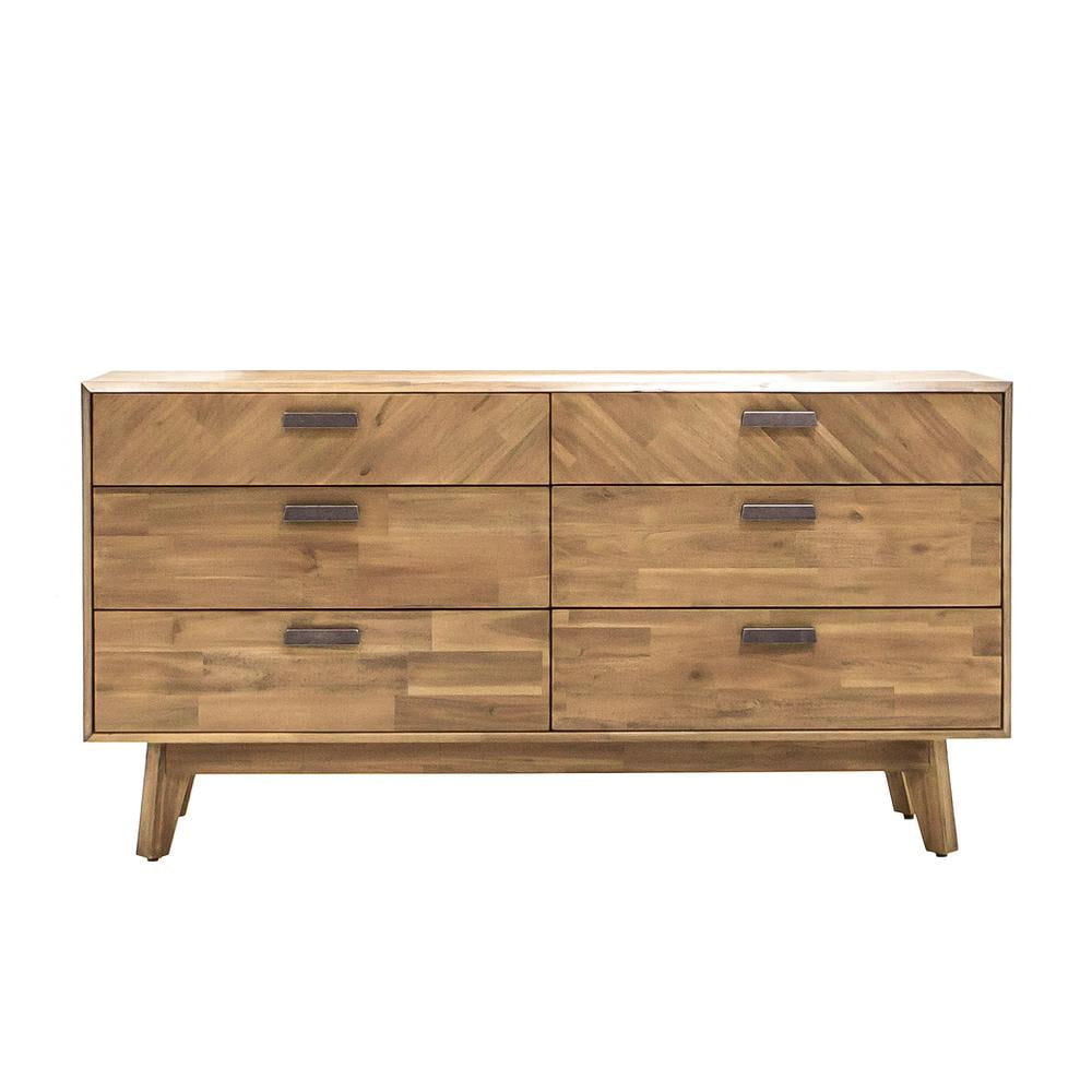Kensington 61Inch Acacia Wood Dresser with Sand Finish