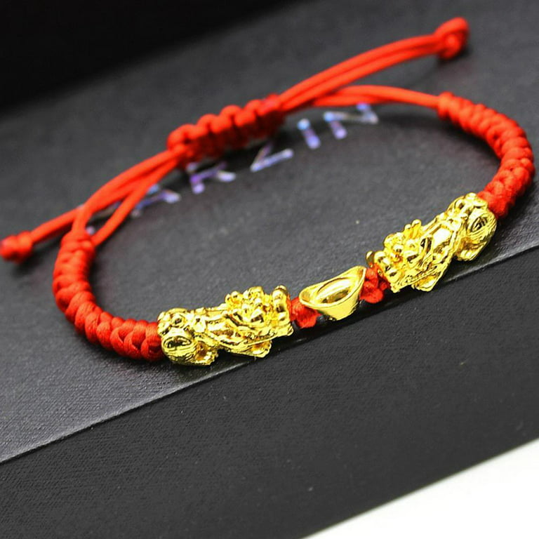XIAQUJ Personalized 26 in itial Bracelet Lucky Red Seven Knot Bracelet Gold  Plated Letter Woven Bracelet Heart Charm Bracelet Woven Bracelet for Men