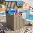 thumbnail image 6 of LACOO 32 Gallon Plastic Deck Box for Outdoor Indoor Storage, Light Brown, 6 of 7