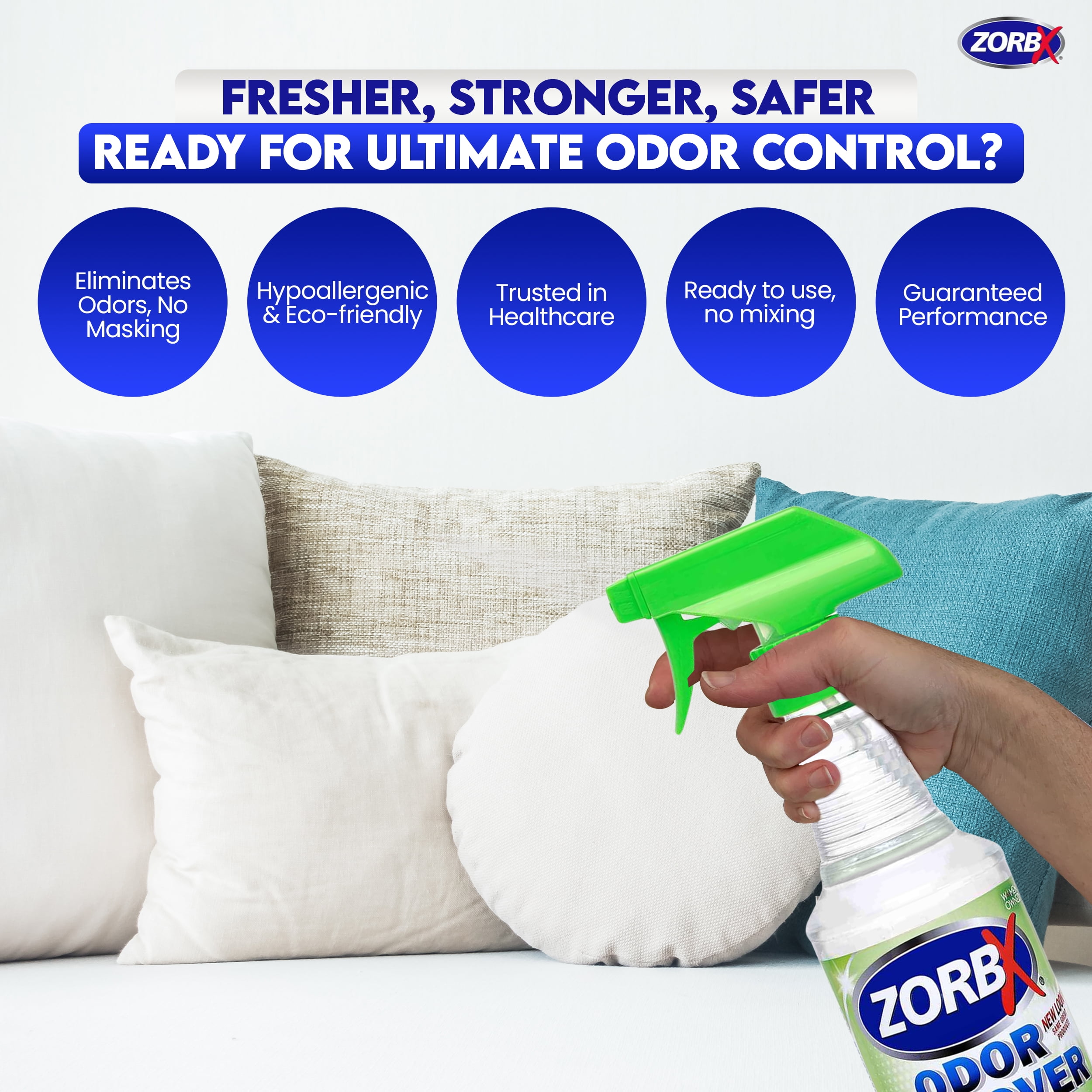 ZORBX Unscented Odor Eliminator Spray for Hospitals & Healthcare – Dog, Cat, Car & Carpet Deodorizer (32oz)