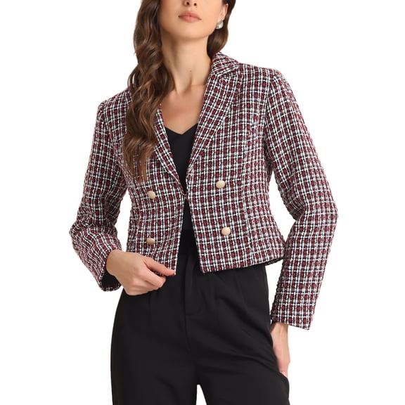 INSPIRE CHIC Women's Notch Lapel Jacket Office Long Sleeve Casual Blazer Jackets M Red Black