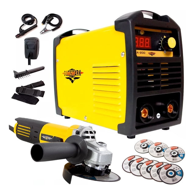 Kit Soldadora GUTSTARK 200 Inversora y esmeriladora mkz-sol200esmeril