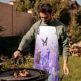 thumbnail image 4 of Urple Butterfly Flower Pattern Apron-Garden Aprons for Women with Pockets-Cotton Linen Waterproof Kitchen Cooking Gardening Aprons Adjustable for Kitchen,Cooking,BBQ and Salon 33x27 Inch, 4 of 7