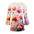 thumbnail image 4 of CYMMPU Spring Tops Button V Neck Flare Sleeve 3/4 Sleeve Blouses for Women Dressy Casual Loose Fit Summer Fashion Shirts Floral Pattern Pleated Dressy T-Shirts Multicolor L, 4 of 5