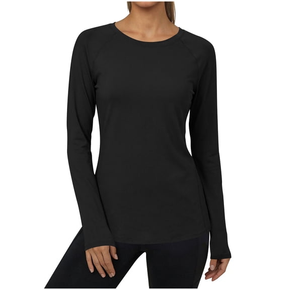 Womens UPF Shirt Long Sleeve Round Neck Top UPF 50 Lightweight Breathable Basic Shirt for Hiking Walking Running Daily Active Wear