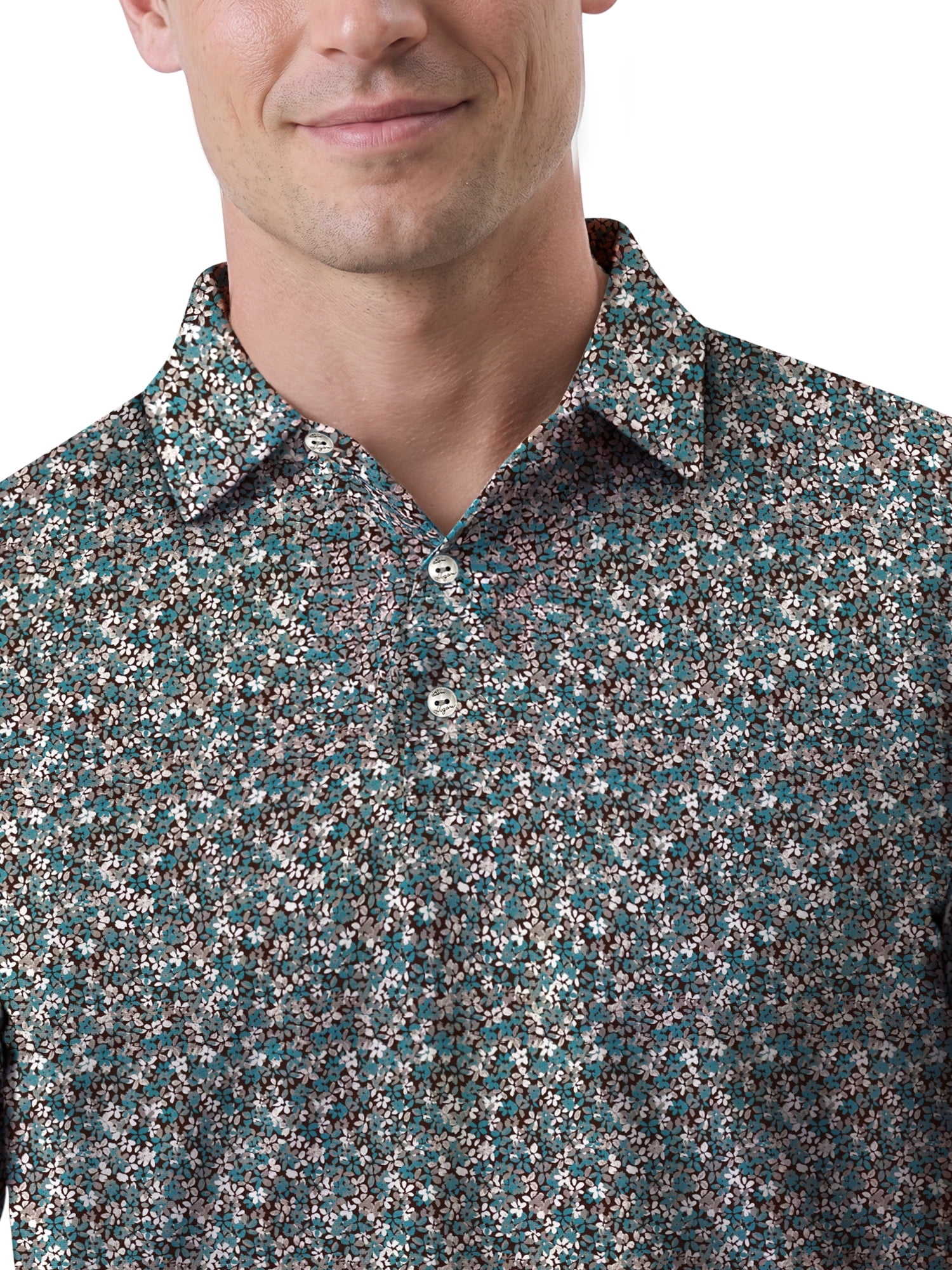 Ben Hogan Performance Men's & Big Men's Micro Floral Print Short Sleeve Polo Shirt, Sizes S-4XLT
