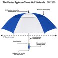 thumbnail image 2 of The Typhoon Tamer 62 Inch Vented Windproof Double Canopy Large Golf Umbrella for Rain and Wind, Strong Fiberglass Oversized Lightweight Professional Quality Umbrella for Men & Women, Royal Blue/White, 2 of 5