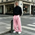 thumbnail image 2 of Men's Baggy Sweatpants Wide Leg Drawstring Elastic Waist Loose Fit Solid Color Casual Lounge Pants with Pockets, 2 of 9