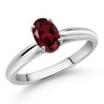 thumbnail image 2 of Gem Stone King 10K White Gold Red Rhodolite Garnet Solitaire Engagement Ring for Women (0.90 Cttw, Oval 7X5MM, Gemstone January Birthstone, Size 7), 2 of 4
