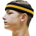 thumbnail image 2 of COUVER Unisex Two Color Striped Sports Head Sweatband Black Golden Yellow Black 3 Pack, 2 of 8