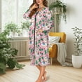 thumbnail image 5 of Yuyamidu Alpaca Bathrobe Sleepwear for Women Lightweight Long Sleeve Robe with Zipper Long Robes Pink Crewneck Dressing Gown Plus Size L Soft Mid-Calf Length Nightgowns, 5 of 7