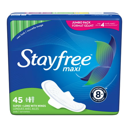 Stayfree Maxi Pads with Wings, Super Absorbency, Long Length, (Best Maxi Pads Post Pregnancy)
