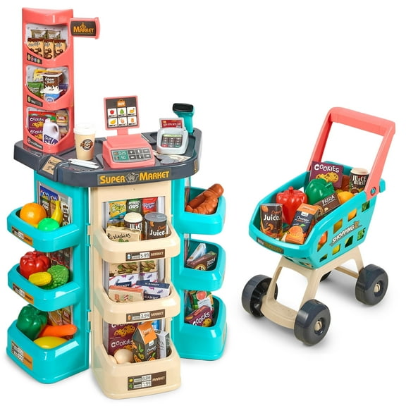 MEDca Unisex Kids Play Supermarket Scanner Pretend Play Grocery Shop Set