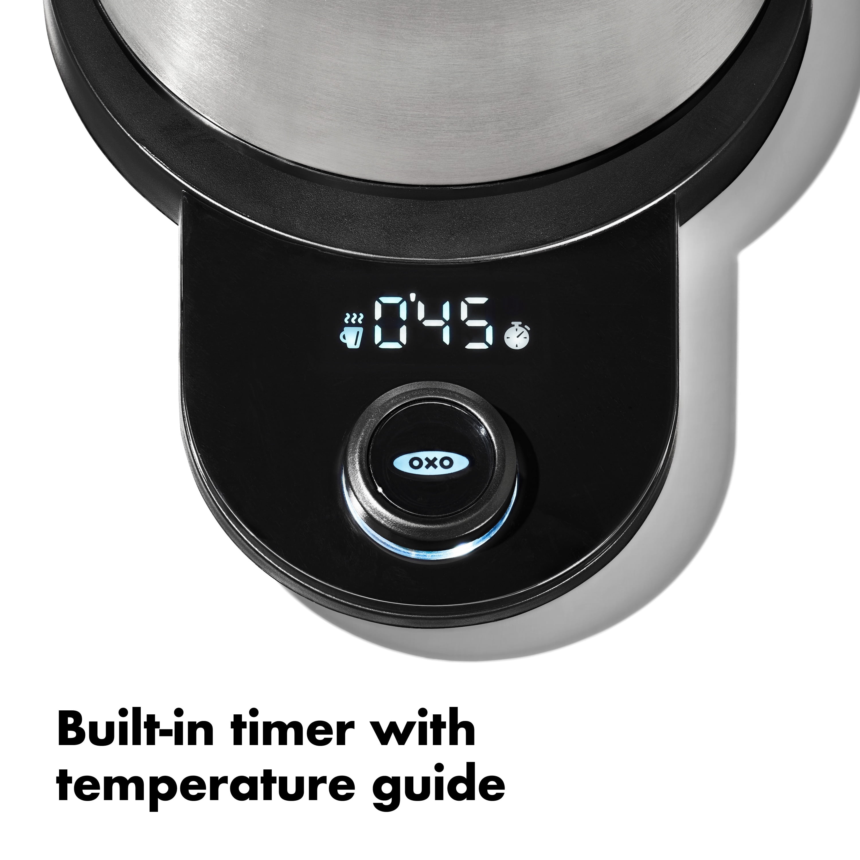 OXO Brew 1‑Liter Adjustable Temperature Electric Gooseneck Pour-Over Kettle, Stainless Steel
