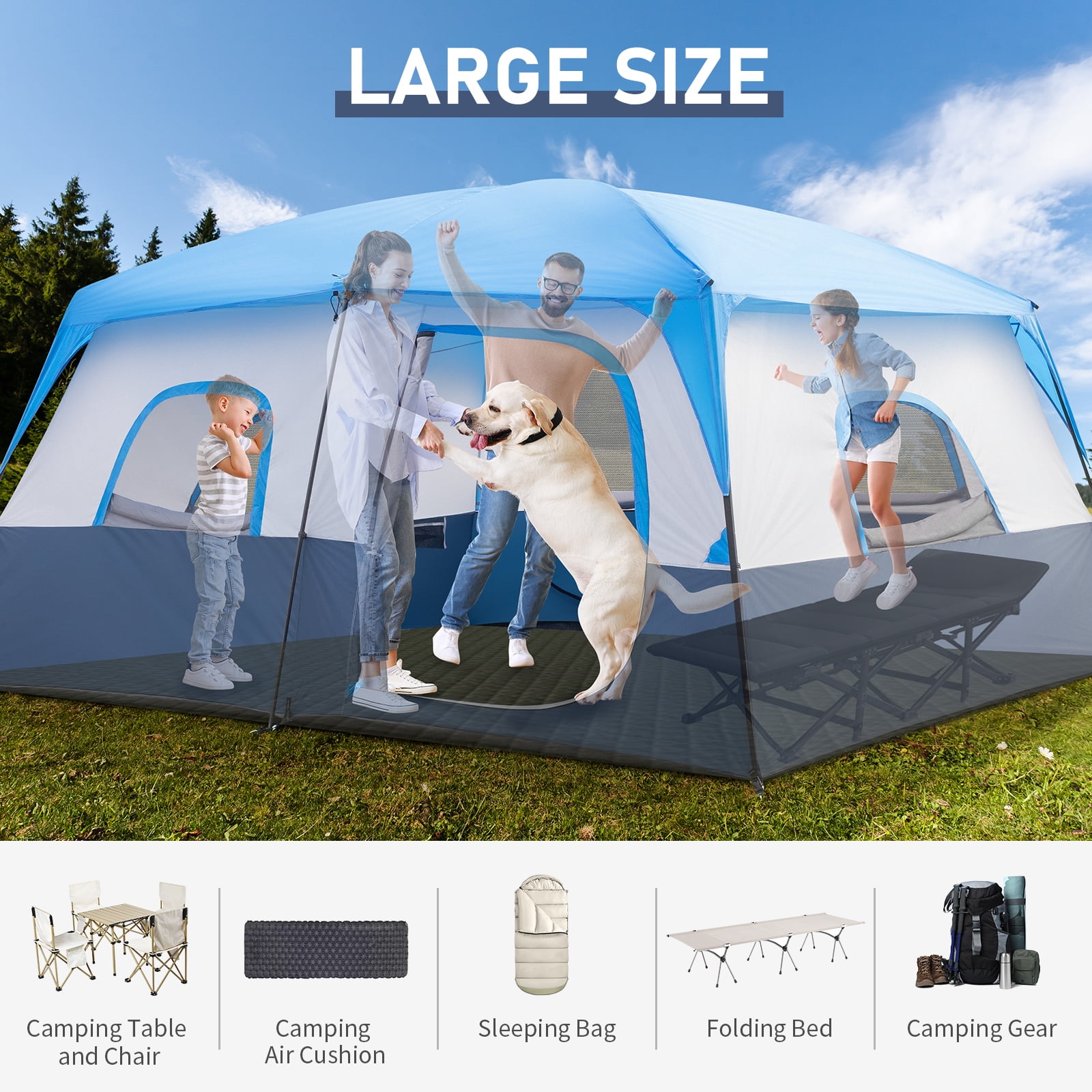 Ktaxon 14-Person Family Tent with Organizer for Camping Gear Portable Cabin Tent with Spacious Interior and Carry Bag