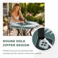 thumbnail image 4 of Round Outdoor Tablecloth with Umbrella Hole and Zipper, Teal Gray Boho Tablecloth with Elastic Waterproof, Southwestern Ethnic Abstract Geometric Patio Table Covers for 55" - 60" Picnic Pool Tables, 4 of 9