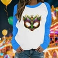 thumbnail image 1 of Xuyuer Mardi Gras Shirts for Women Shirt Funny Mask Graphic Tee Carnival Long Sleeve Shirt V Neck Top, 1 of 6