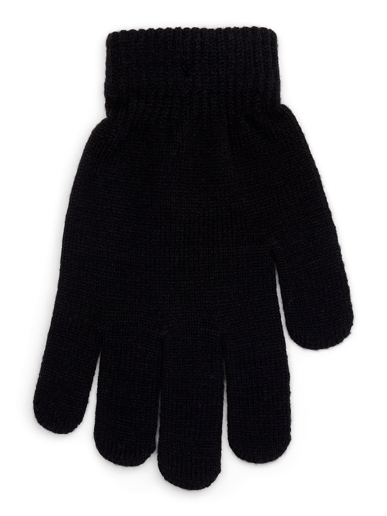 Time and Tru Women's Knit Gloves, 2-Pack, Black Soot