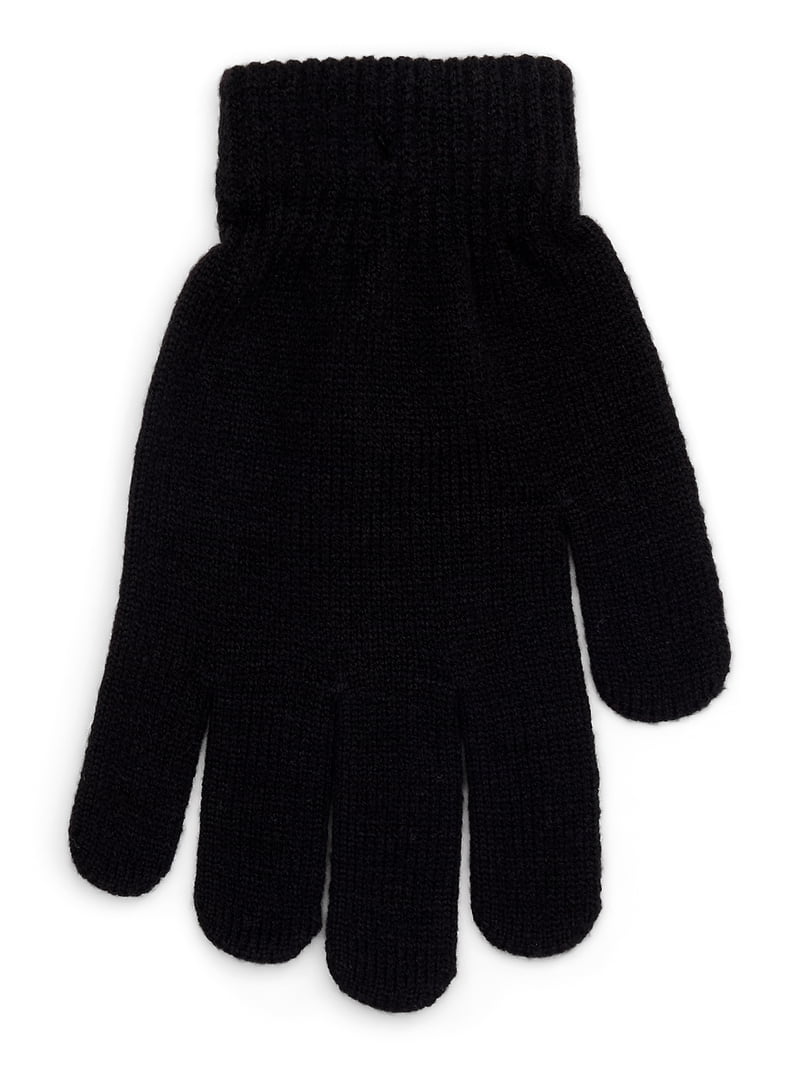 Time and Tru Women's Knit Gloves, 2-Pack, Black Soot - Walmart.com