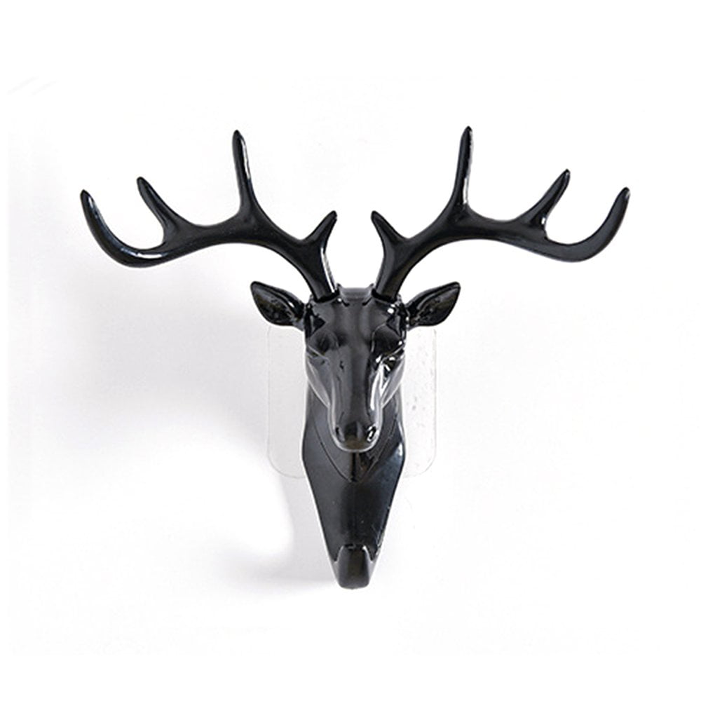 Deer Head Coat Rack Handmade on Engraved Rustic Wood Hat Rack Decorative Home Storage 