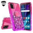 thumbnail image 6 of Liquid Quicksand Glitter Cute Phone Case for Alcatel TCL A3X A600DL Case Ring Kickstand for Girls Women Clear Bling Diamond Phone Case Cover- Hot Pink/Purple, 6 of 6