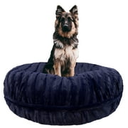 Angle View: Bessie and Barnie Signature Midnight Blue Luxury Extra Plush Faux Fur Bagel Pet/ Dog Bed