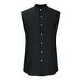 thumbnail image 4 of Joau Men's Casual Button-down Shirt, Cotton Linen Sleeveless Lapel Collared Shirts Summer Beach Dress Shirts Basic Tank Tops M-3XL, 4 of 5
