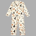thumbnail image 4 of WOYY Teen Girls Halloween Pajamas Long Sleeve Button Front Shirt Pants Sleepwear Set, 4 of 4
