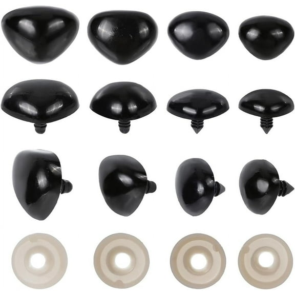 50 Sets 4 Sizes Large Plastic Safety Noses Black Teddy Bear Craft Nose 26mm 28mm 32mm 35mm Crochet Stuffed Animals Supplies for Puppy Plush Amigurumi Accessory Making