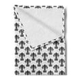 thumbnail image 2 of Fleur De Lis Soft Flannel Fleece Throw Blanket, Historical European Heraldry Rich Iris Buds Curved Leaves Print, Cozy Plush for Indoor and Outdoor Use, 50" x 70", Black White, by Ambesonne, 2 of 5