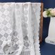 thumbnail image 3 of Mantel de encaje floral bordado blanco de 41,7 pulgadas con patrón de rombos, tela transparente vintage con borde ondulado y ribete de poliéster rectangular suave., 3 of 7