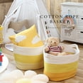 thumbnail image 2 of Sea Team Oval Cotton Rope Woven Storage Basket with Handles, 16 x 13 inches, White & Mottled Yellow, 2 of 7