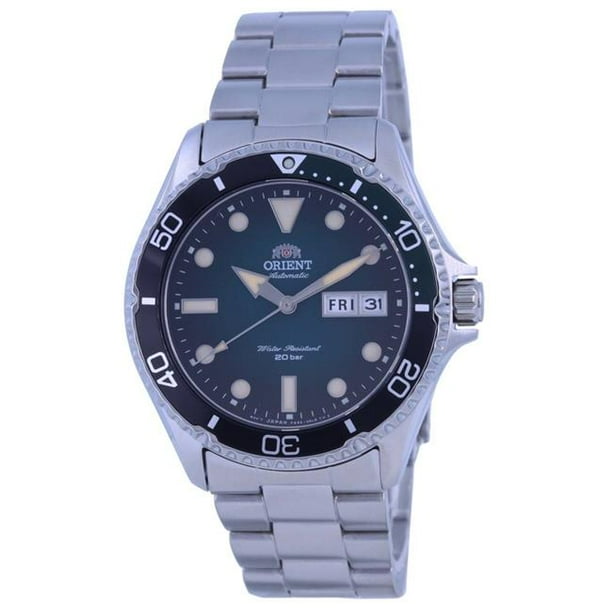 Orient RA AA0811E19B Mako Kamasu Green Dial Automatic Divers 200M Mens Watch Blue Walmart