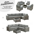 thumbnail image 2 of Vcatnet 6 Pieces Patio Furniture Outdoor Sectional Sofa Wicker Conversation Set with Coffee Table for Garden,Poolside,Dark gray, 2 of 8