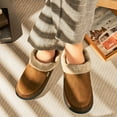 thumbnail image 3 of Men's Warm Soft Slippers Memory Foam Suede Clogs Plush Shearling Lining Slip on House Shoes Indoor Outdoor Dark Brown, Size 13-14, 3 of 8
