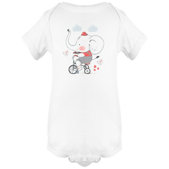 Baby Elephant On A Bike Doodle Bodysuit Infant -Image by Shutterstock, Newborn